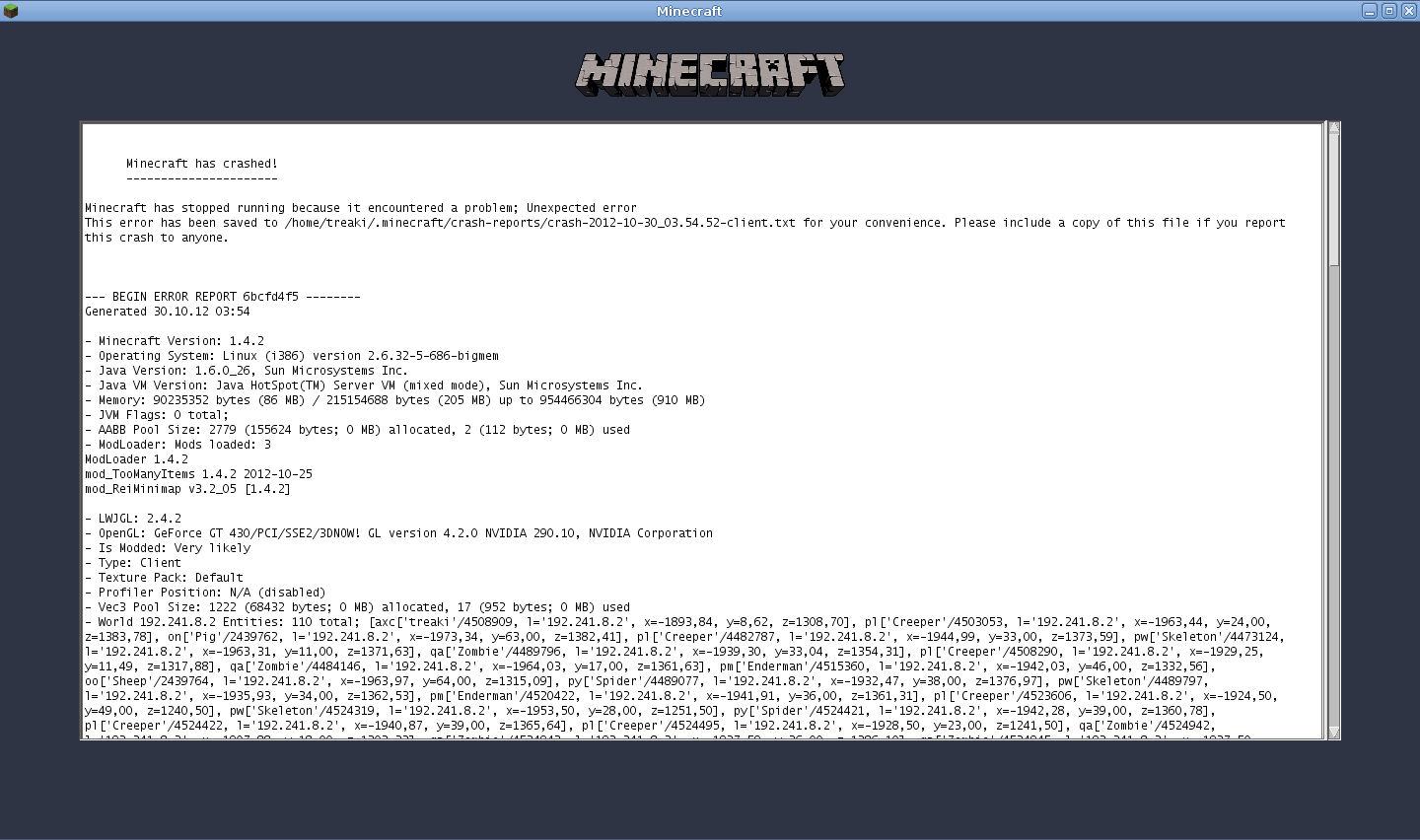 Minecraft Crash Reports